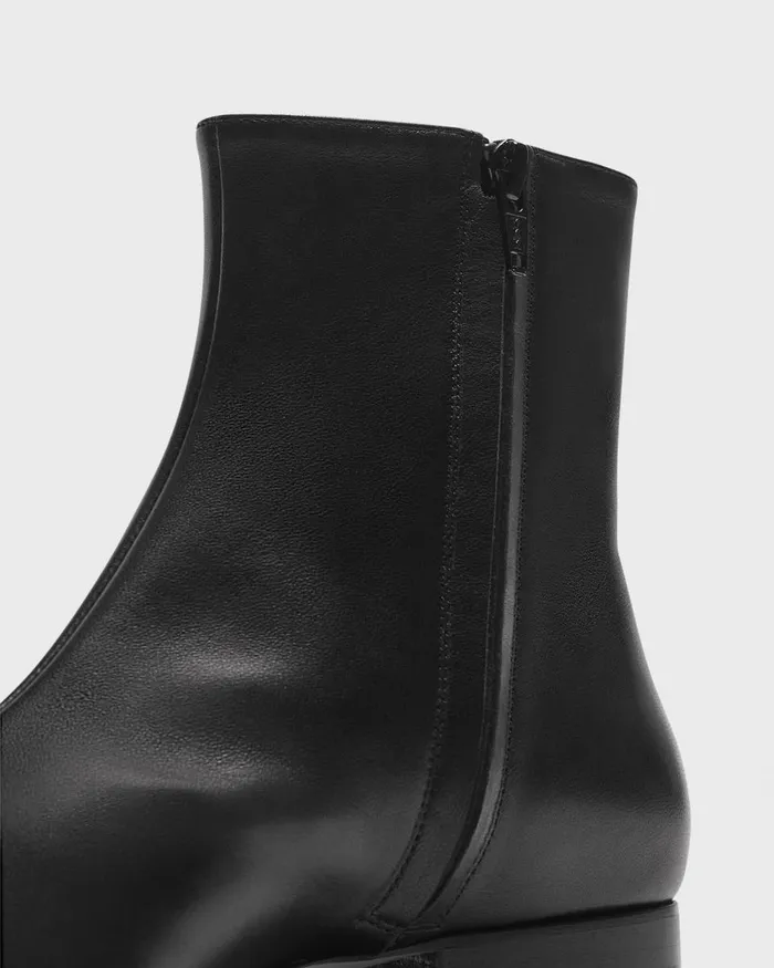 Women Shoes Theory Zip Bootie In Leather Black