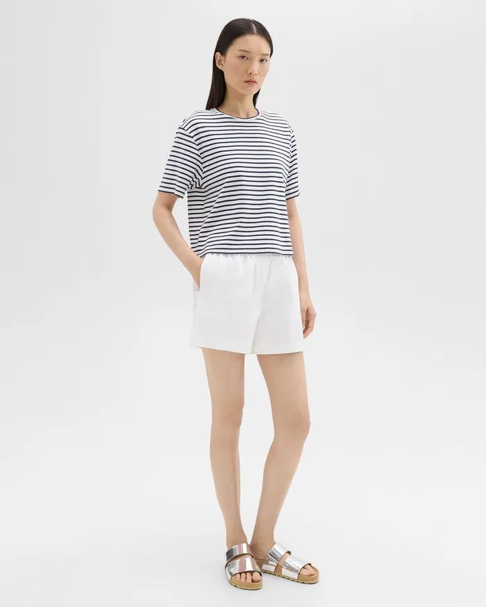 Women Shorts Theory Boxer Short In Good Cotton White