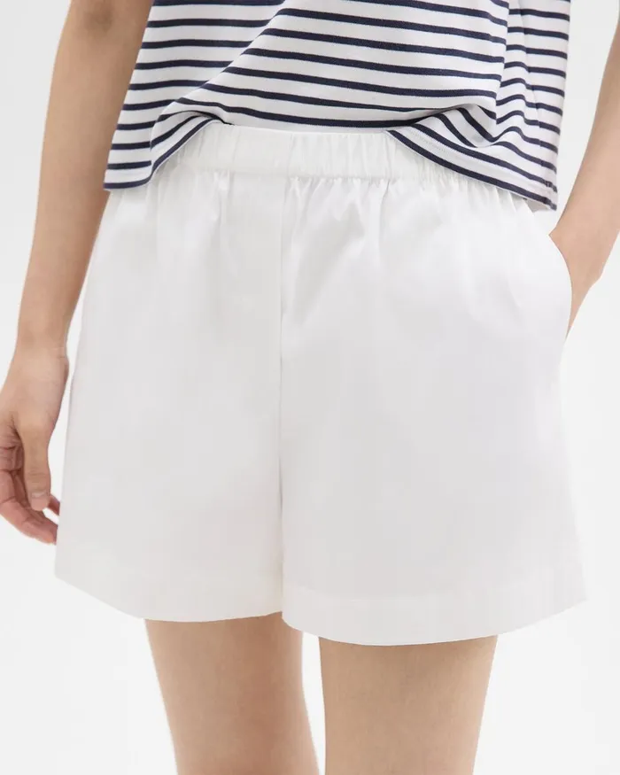 Women Shorts Theory Boxer Short In Good Cotton White
