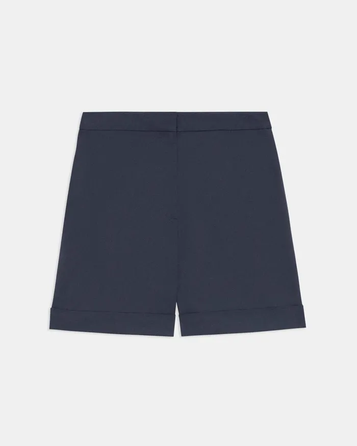 Women Shorts Theory Cuffed Short In Stretch Cotton Twill Nocturne Navy