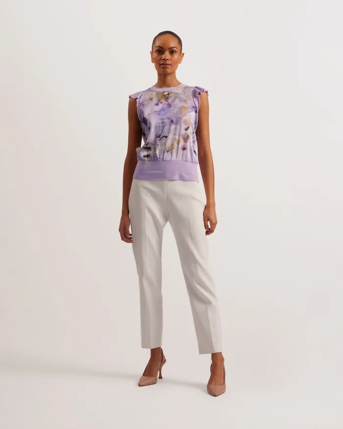Women SHRAYHA 8211 Woven Front Top With Shoulder Frills Lilac Ted Baker Tops and Blouses Women SHRAYHA 8211 Woven Front Top With Shoulder Frills Lilac Ted Baker Tops and Blouses