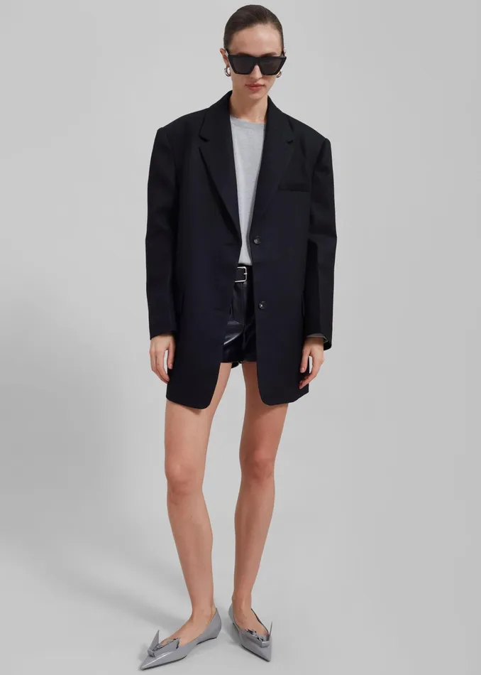 Women Silas Oversized Wool Blazer 8211 Black The Frankie Shop Outerwear
