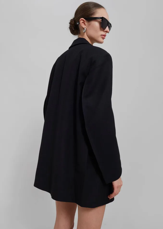 Women Silas Oversized Wool Blazer 8211 Black The Frankie Shop Outerwear