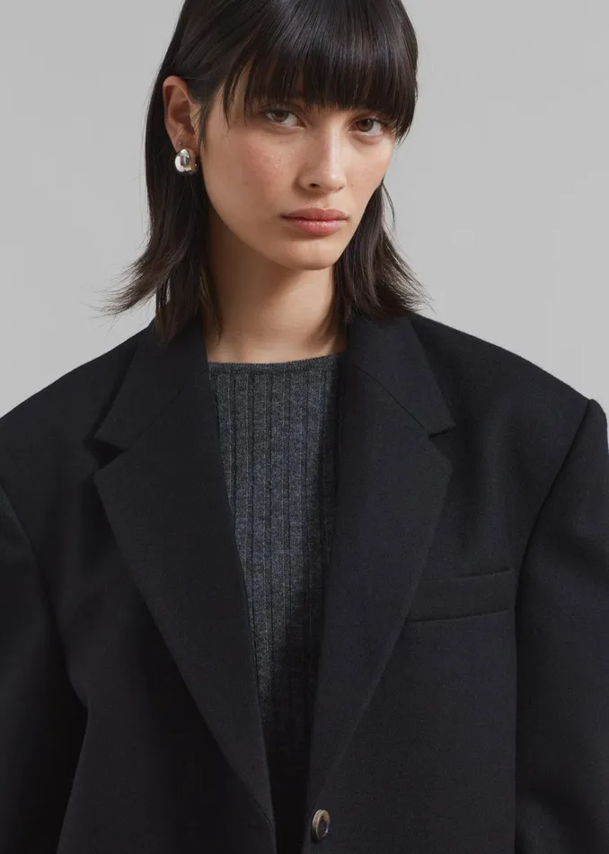 Women Silas Oversized Wool Blazer 8211 Black The Frankie Shop Outerwear