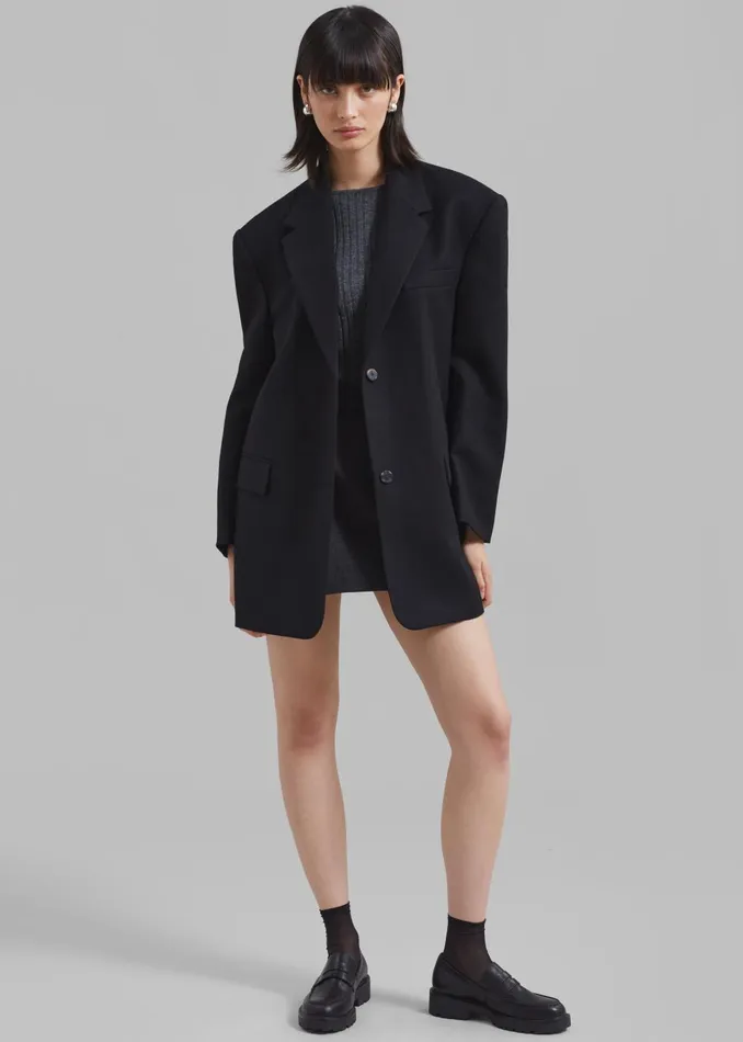 Women Silas Oversized Wool Blazer 8211 Black The Frankie Shop Outerwear