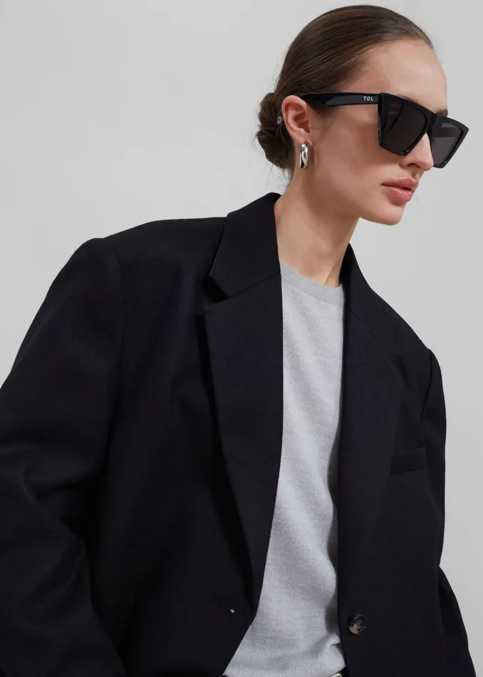 Women Silas Oversized Wool Blazer 8211 Black The Frankie Shop Outerwear