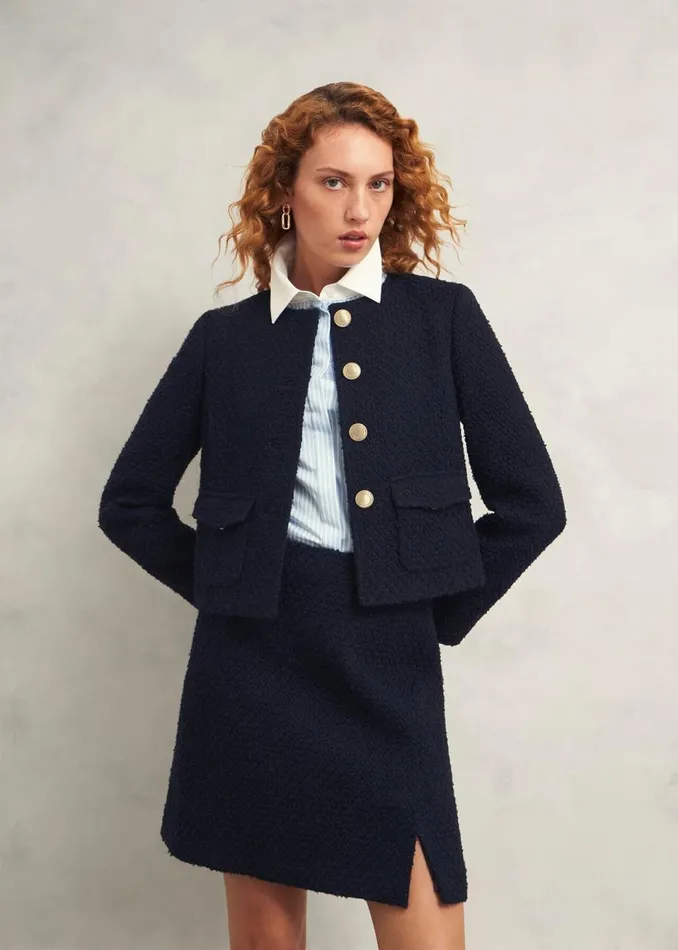 Women Skirts Hobbs Marie Skirt With Wool Navy