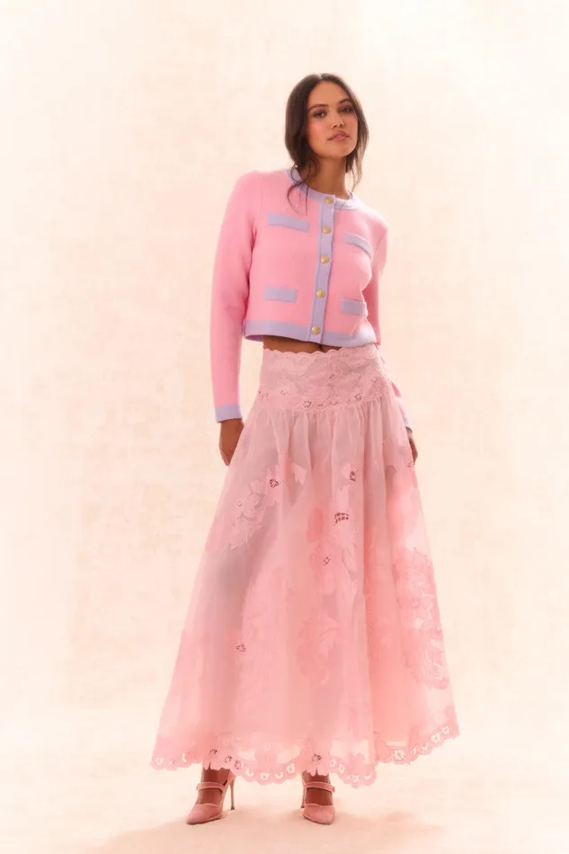 Women Skirts LoveShackFancy Burano Bouquet Applique Embroidered Maxi Skirt Pamela Pink Women Skirts LoveShackFancy Burano Bouquet Applique Embroidered Maxi Skirt Pamela Pink