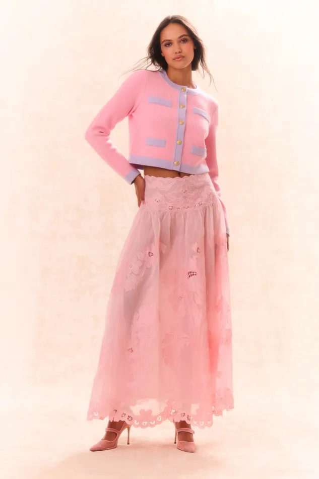 Women Skirts LoveShackFancy Burano Bouquet Applique Embroidered Maxi Skirt Pamela Pink Women Skirts LoveShackFancy Burano Bouquet Applique Embroidered Maxi Skirt Pamela Pink