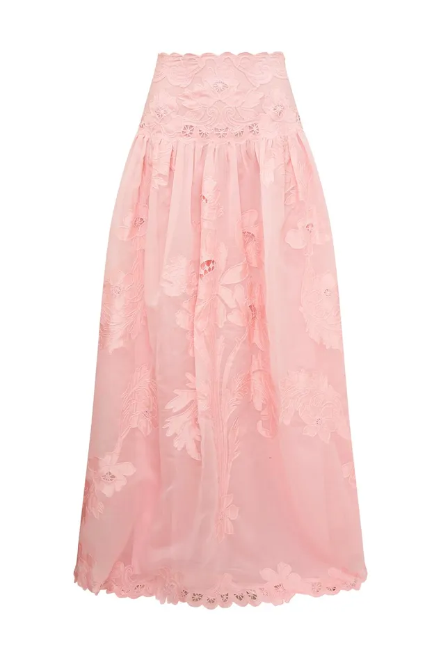 Women Skirts LoveShackFancy Burano Bouquet Applique Embroidered Maxi Skirt Pamela Pink Women Skirts LoveShackFancy Burano Bouquet Applique Embroidered Maxi Skirt Pamela Pink