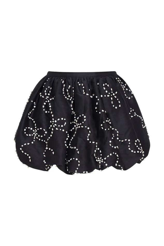 Women Skirts LoveShackFancy Flince Embellished Mini Bubble Skirt Black