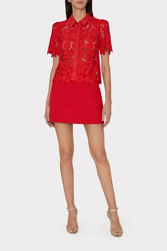 Women Skirts Milly Lizzy Cady Mini Skirt Red