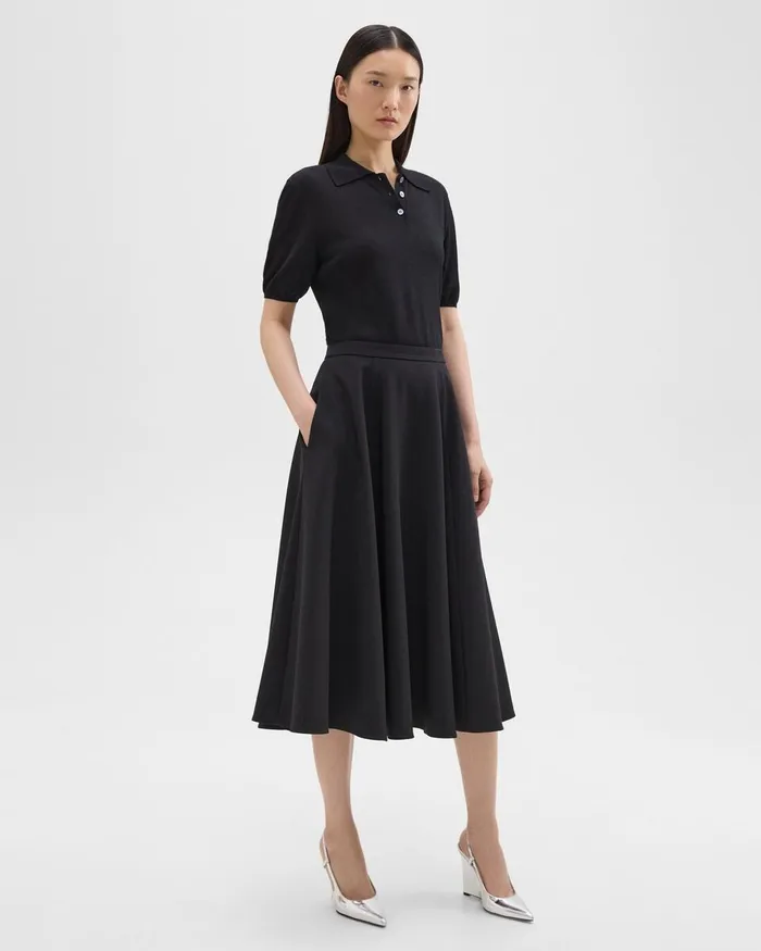 Women Skirts Theory Full Midi Skirt In Crepe Black