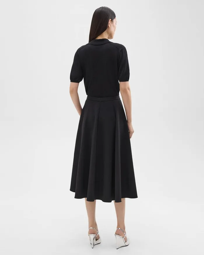 Women Skirts Theory Full Midi Skirt In Crepe Black