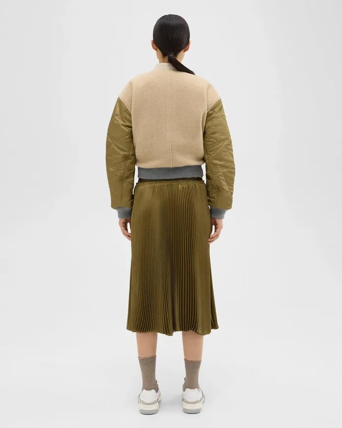 Women Skirts Theory Pleated Crinkle Twill Skirt Olive