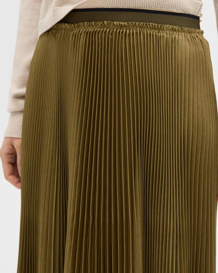 Women Skirts Theory Pleated Crinkle Twill Skirt Olive