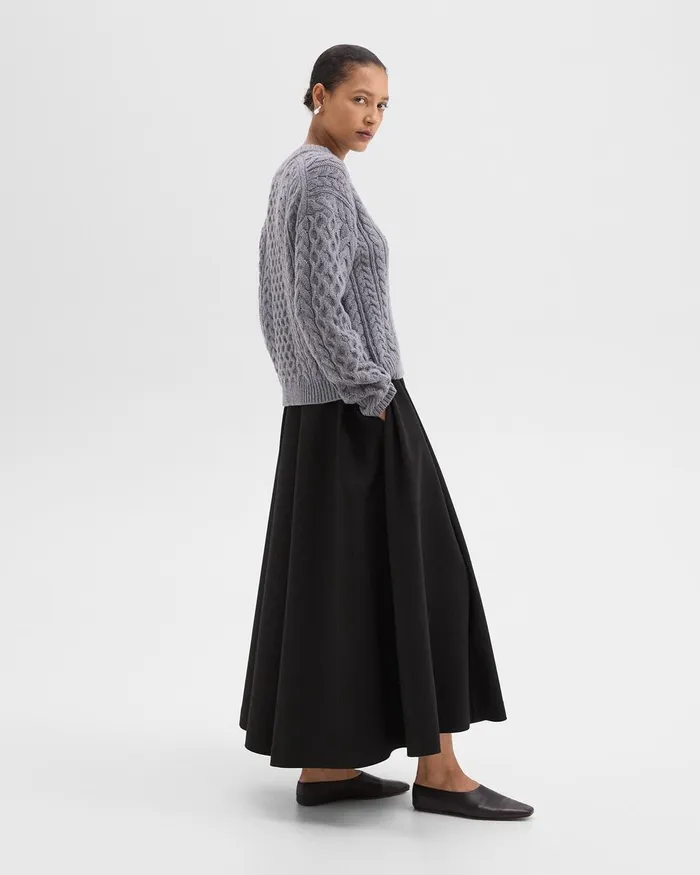 Women Skirts Theory Pleated Midi Skirt In Double Weave Black