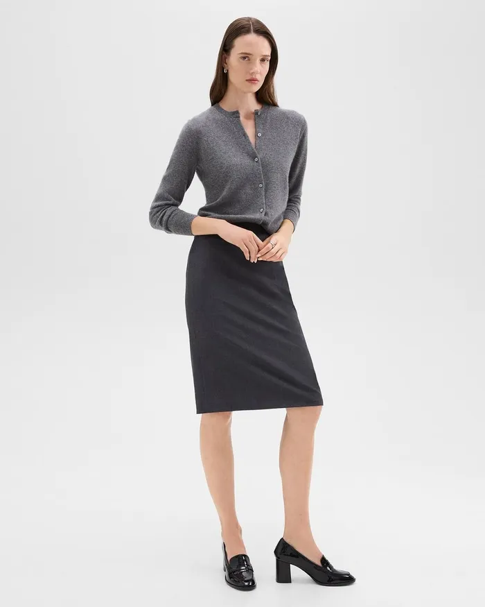 Women Skirts Theory Slim Pencil Skirt In Good Wool Charcoal Melange
