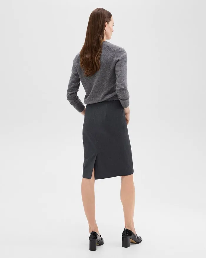 Women Skirts Theory Slim Pencil Skirt In Good Wool Charcoal Melange