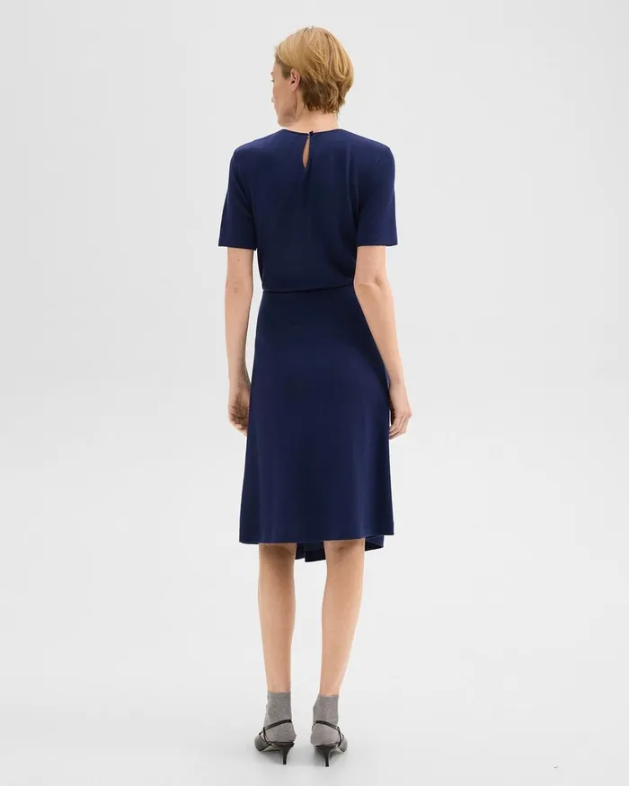 Women Skirts Theory Twisted Midi Skirt In ViscoseWool Marina Blue