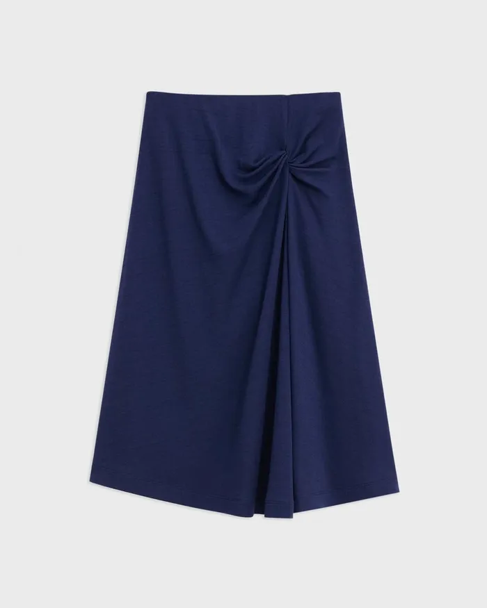 Women Skirts Theory Twisted Midi Skirt In ViscoseWool Marina Blue