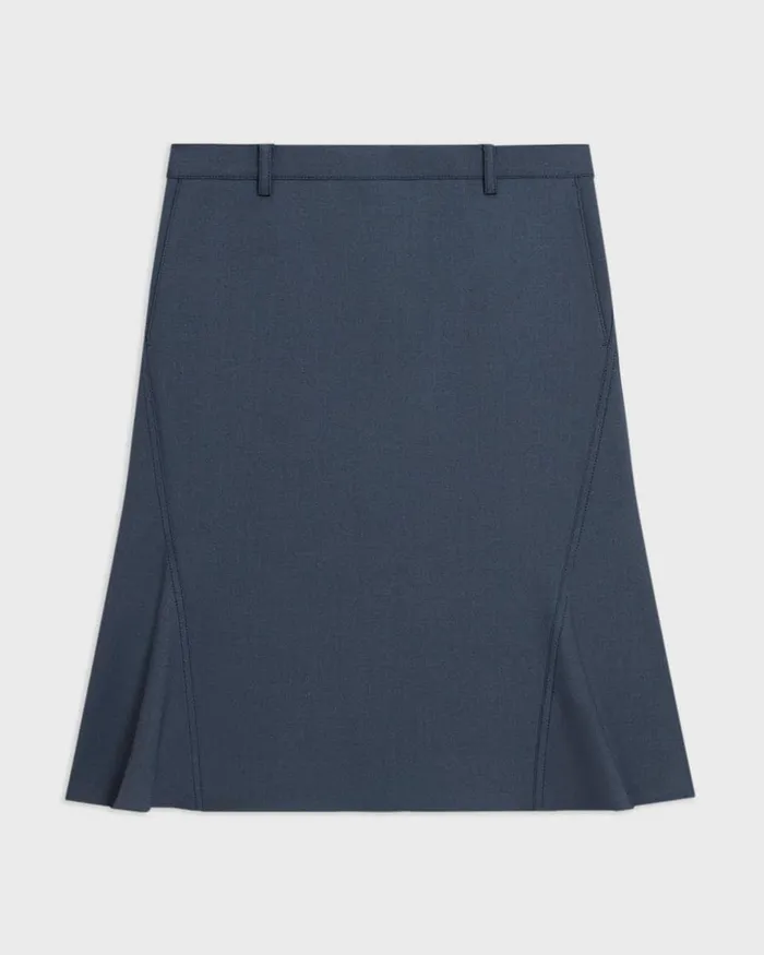Women Skirts Theory Wool Gabardine Trumpet Skirt Bluestone