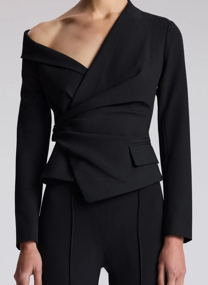 Women Skyla Asymmetric Top Black ALC Tops