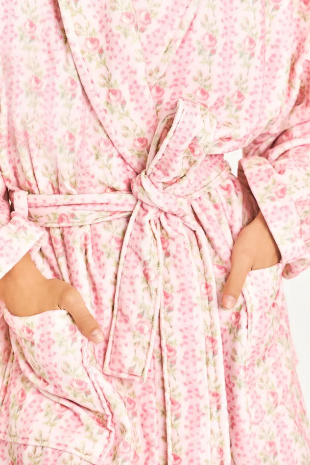 Women Sleepwear LoveShackFancy Indie Cotton Bath Robe Strawberry Macaroon