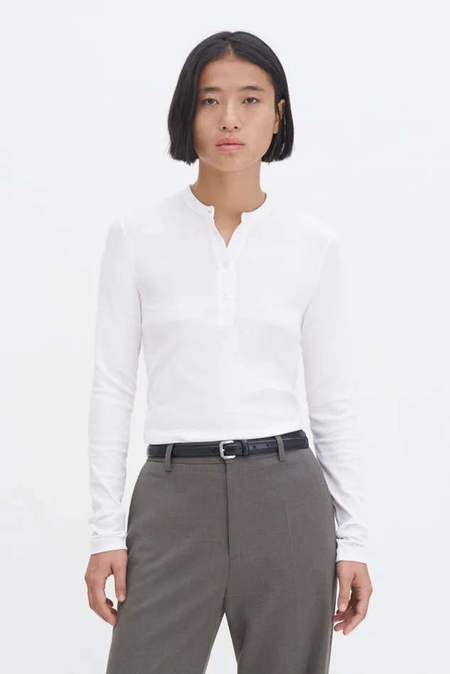 Women Soft Rib Henley White Filippa K Tops