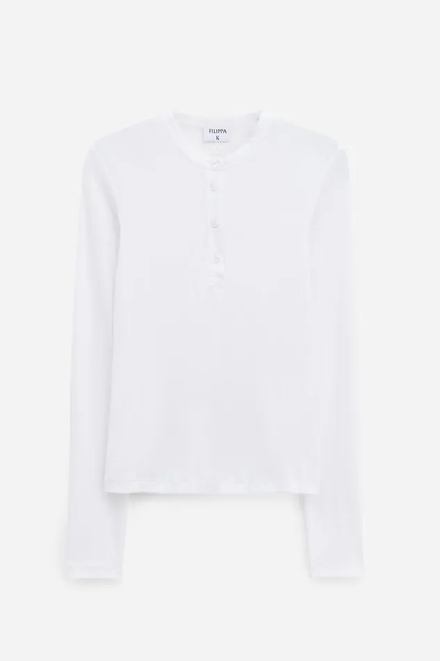 Women Soft Rib Henley White Filippa K Tops