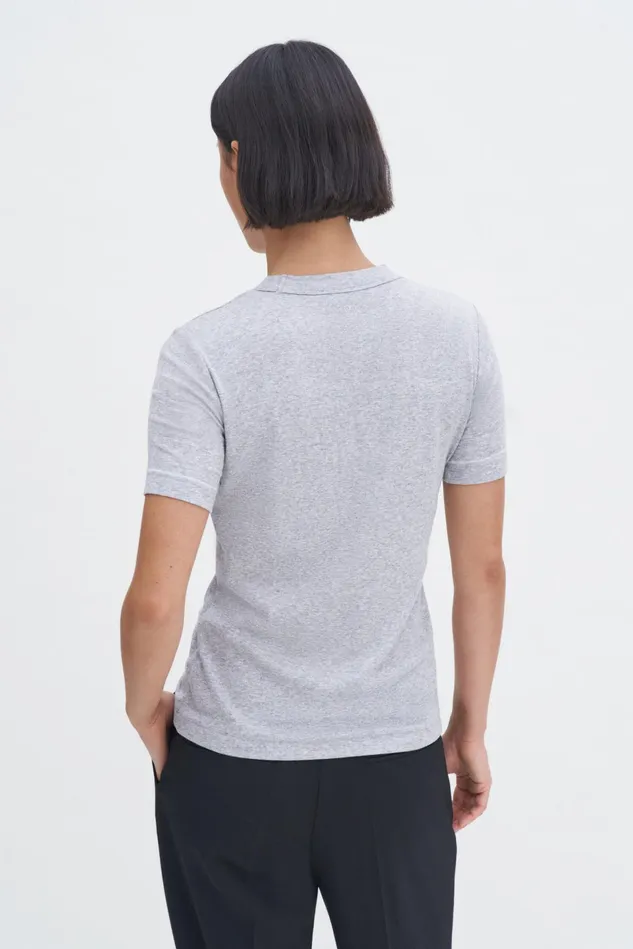 Women Soft Rib Tee Light Grey Melange Filippa K Tops