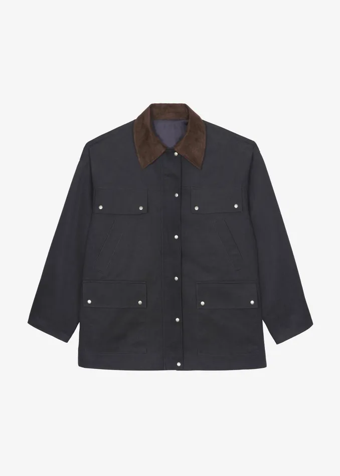 Women Stevan Contrast Collar Cargo Jacket 8211 Charcoal The Frankie Shop Outerwear