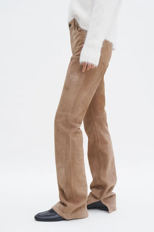 Women Suede Five Pocket Trousers Cognac Brown Filippa K Trousers