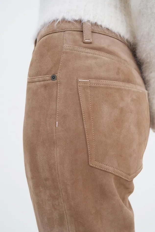 Women Suede Five Pocket Trousers Cognac Brown Filippa K Trousers