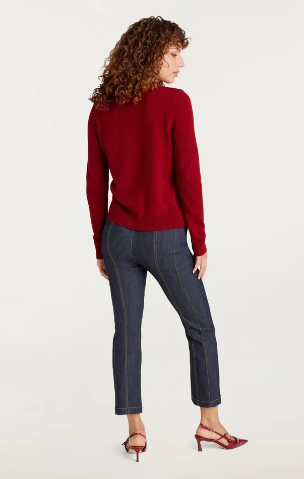 Women Sweaters and Knits Cinq Sept Bonjour Graphic Crewneck Sweater Rosewoodivory