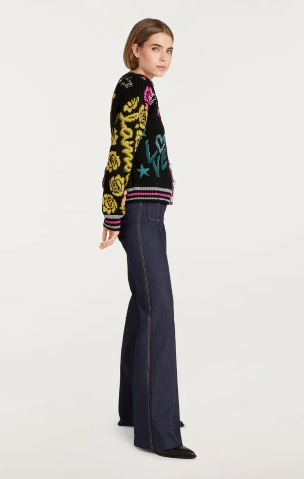 Women Sweaters and Knits Cinq Sept Collage Cardigan Black Multi