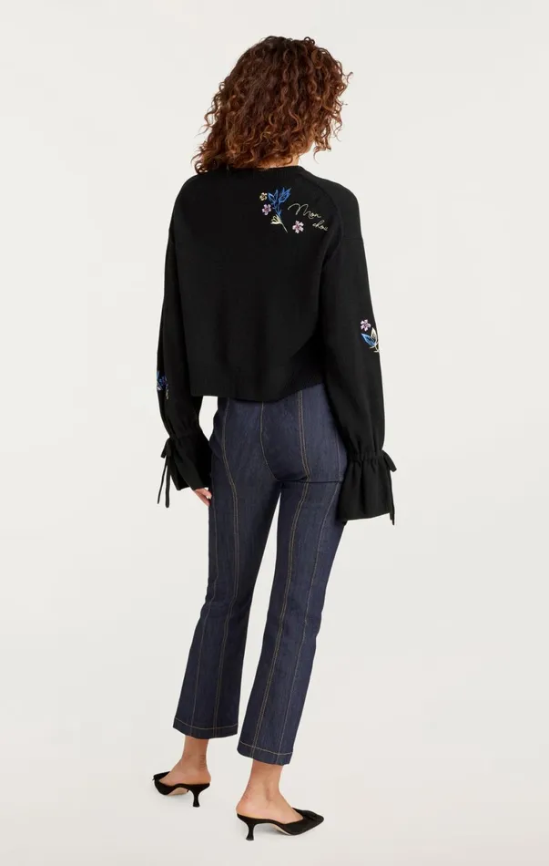 Women Sweaters and Knits Cinq Sept Heritage Patch Tasha Pullover Black Multi