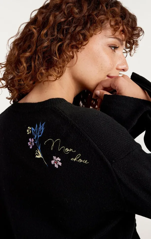 Women Sweaters and Knits Cinq Sept Heritage Patch Tasha Pullover Black Multi