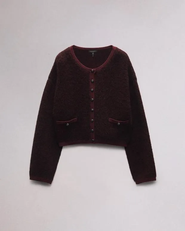 Women Sweaters and Sweatshirts Rag and Bone Kaia Boucle Cardigan Burgundy