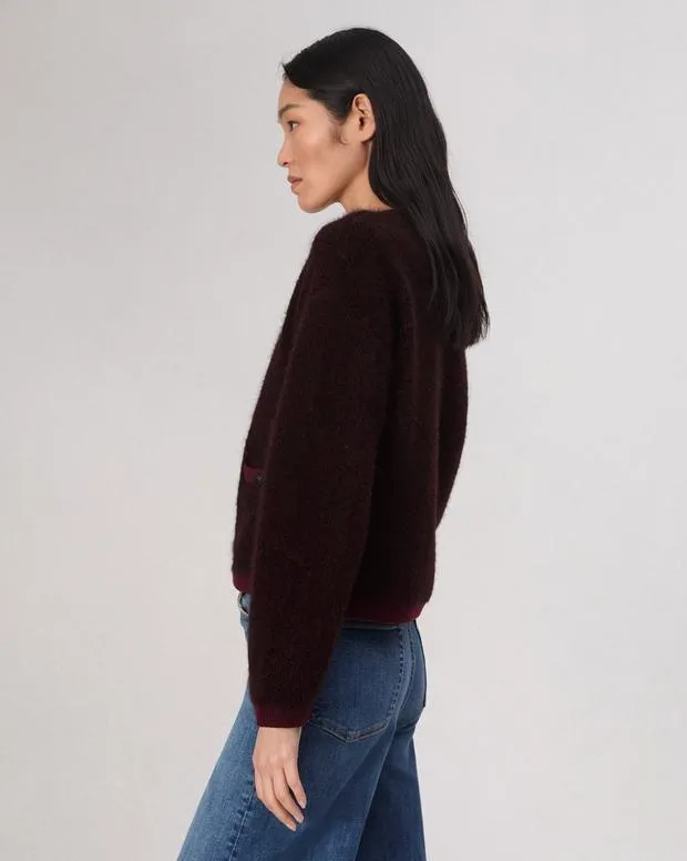 Women Sweaters and Sweatshirts Rag and Bone Kaia Boucle Cardigan Burgundy