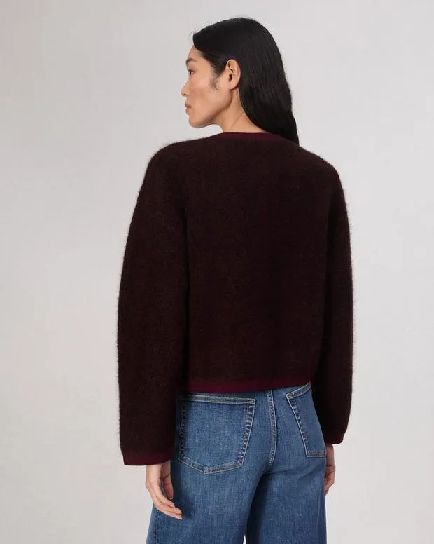 Women Sweaters and Sweatshirts Rag and Bone Kaia Boucle Cardigan Burgundy