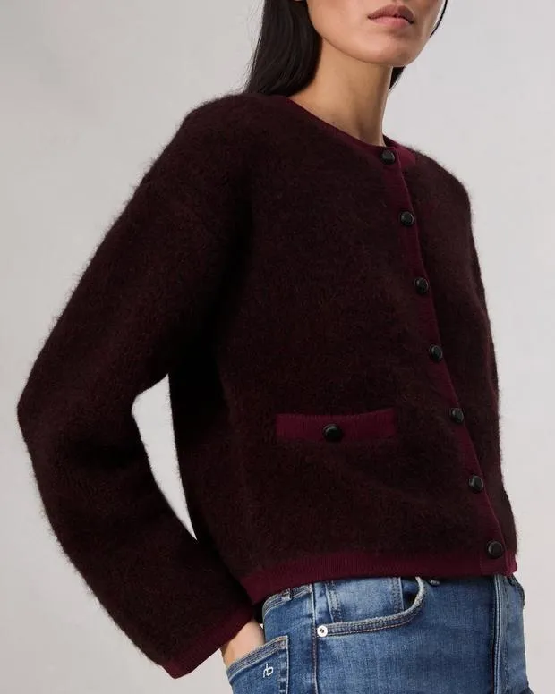 Women Sweaters and Sweatshirts Rag and Bone Kaia Boucle Cardigan Burgundy