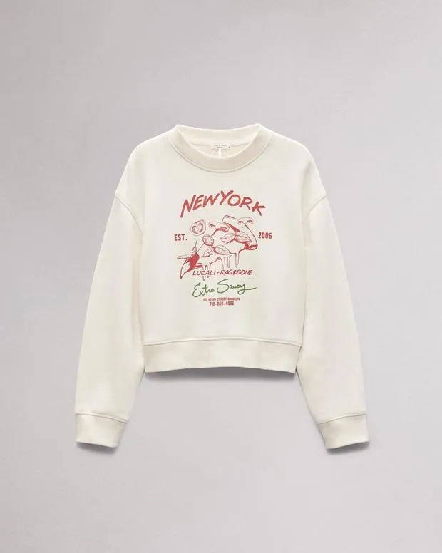 Women Sweaters and Sweatshirts Rag and Bone Lucali Vintage Terry Sweatshirt Off White