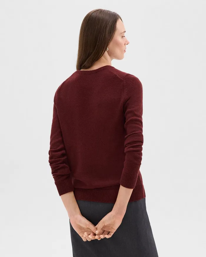Women Sweaters Cardigans Theory Crewneck Sweater In Feather Cashmere Cordovan