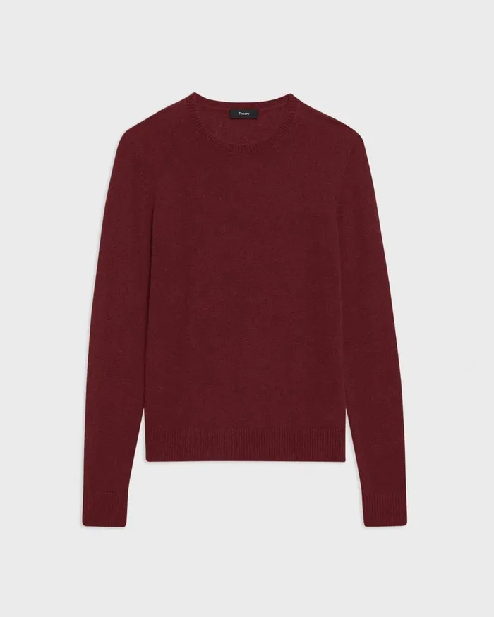 Women Sweaters Cardigans Theory Crewneck Sweater In Feather Cashmere Cordovan