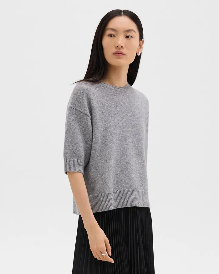 Women Sweaters Cardigans Theory Cropped Tee In Cashmere Husky