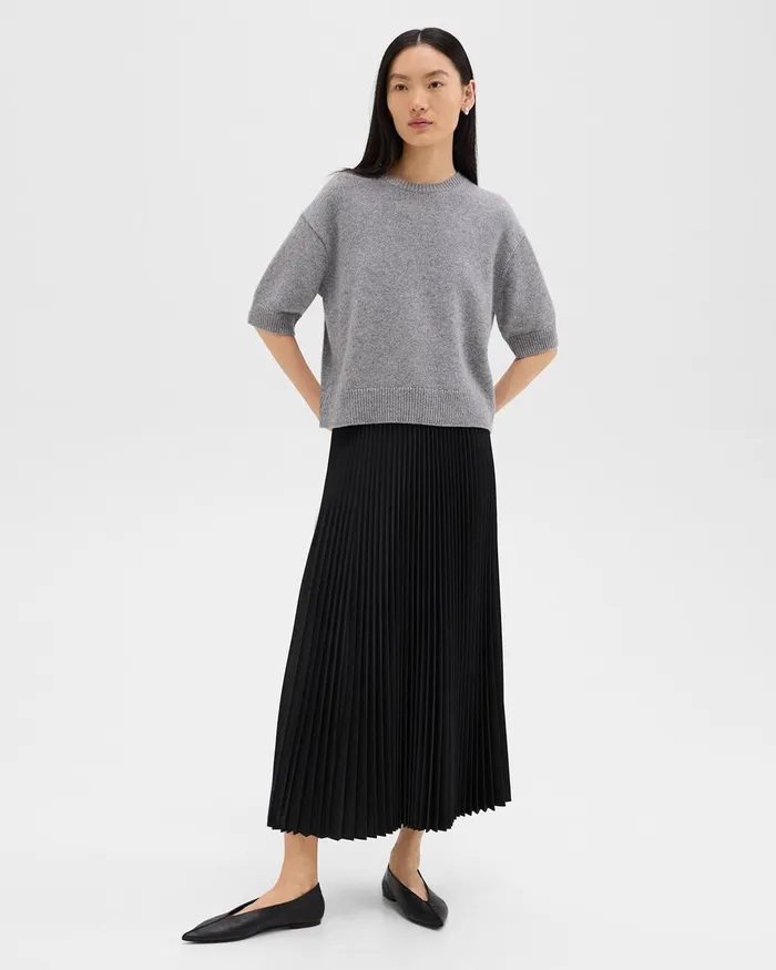 Women Sweaters Cardigans Theory Cropped Tee In Cashmere Husky