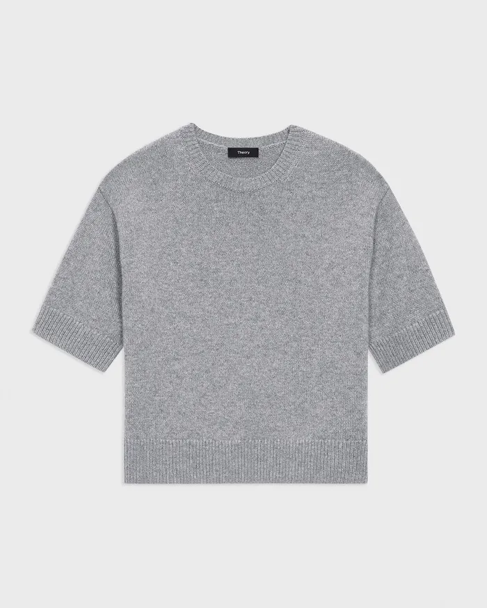 Women Sweaters Cardigans Theory Cropped Tee In Cashmere Husky