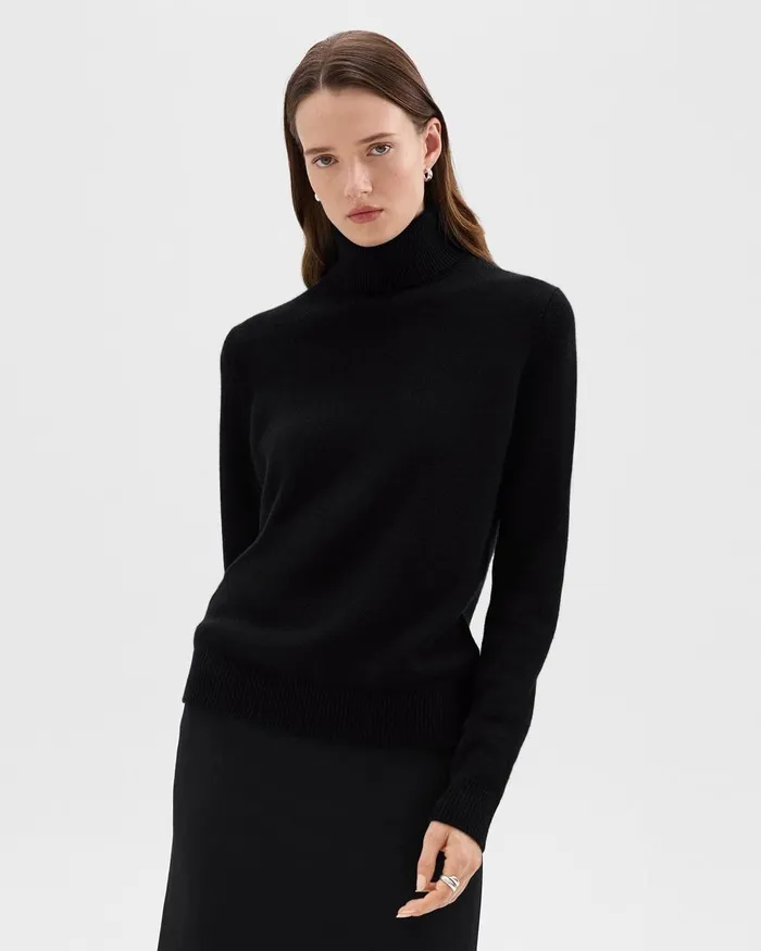 Women Sweaters Cardigans Theory Turtleneck Sweater In Cashmere Black