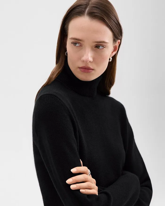 Women Sweaters Cardigans Theory Turtleneck Sweater In Cashmere Black